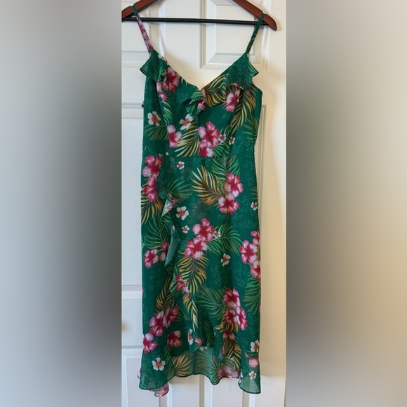 Kensie Green Tropical Print Midi Dress Size 10 - Picture 3 of 16